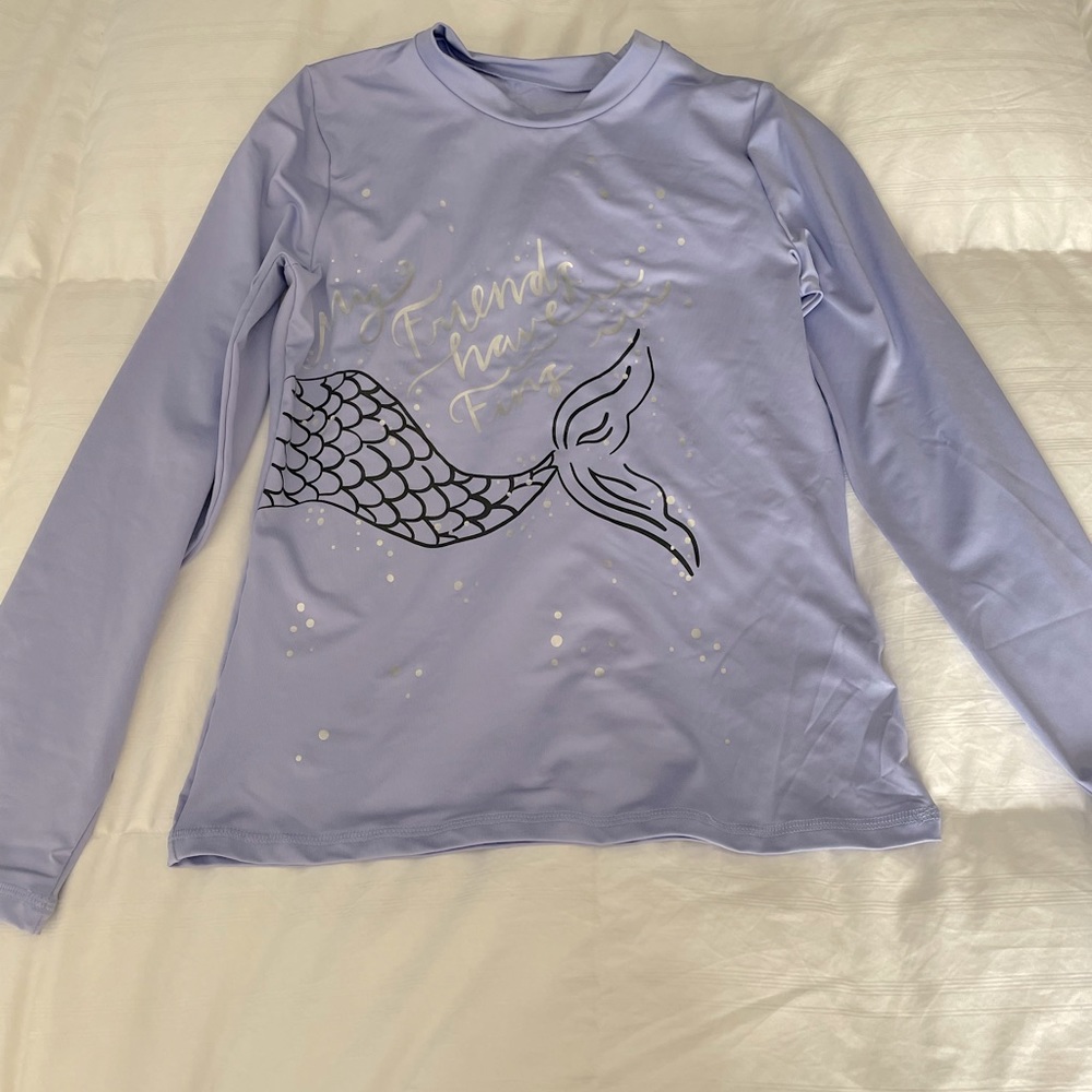 Cat & Jack Girls Rashguard XL - Purple Mermaid